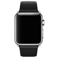 Klassisches Lederarmband - Schwarz - Geeignet f&uuml;r Apple Watch 38mm / 40mm / 41mm / 42mm