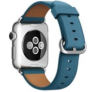 Klassisches Lederarmband - Blau - Geeignet f&uuml;r Apple Watch 38mm / 40mm / 41mm / 42mm