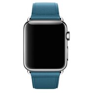 Klassisches Lederarmband - Blau - Geeignet f&uuml;r Apple Watch 38mm / 40mm / 41mm / 42mm