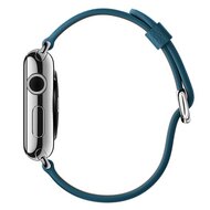 Klassisches Lederarmband - Blau - Geeignet f&uuml;r Apple Watch 38mm / 40mm / 41mm / 42mm