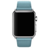 Klassisches Lederarmband - Hellblau - Geeignet f&uuml;r Apple Watch 44mm / 45mm / 46mm / 49mm