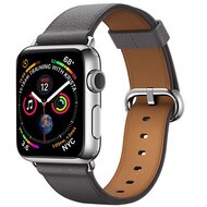 Klassisches Lederarmband - Grau - Geeignet f&uuml;r Apple Watch 44mm / 45mm / 46mm / 49mm