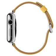 Klassisches Lederarmband - Gelb - Geeignet f&uuml;r Apple Watch 44mm / 45mm / 46mm / 49mm