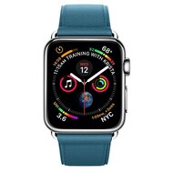 Klassisches Lederarmband - Blau - Geeignet f&uuml;r Apple Watch 44mm / 45mm / 46mm / 49mm