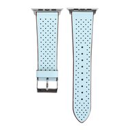 Dot Pattern Lederarmband - Hellblau - Geeignet f&uuml;r Apple Watch 38mm / 40mm / 41mm / 42mm