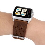 Dot Pattern Lederarmband - Braun - Geeignet f&uuml;r Apple Watch 44mm / 45mm / 46mm / 49mm