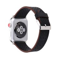 Dot Pattern Lederarmband - Schwarz - Geeignet f&uuml;r Apple Watch 44mm / 45mm / 46mm / 49mm
