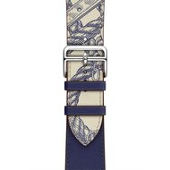 Lederarmband mit Druck - Blau - Geeignet f&uuml;r Apple Watch 38mm / 40mm / 41mm / 42mm