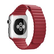 PU Leder Loop Armband - Rot - Geeignet f&uuml;r Apple Watch 38mm / 40mm / 41mm / 42mm