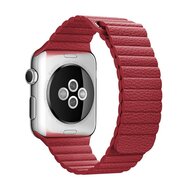 PU Leder Loop Armband - Rot - Geeignet f&uuml;r Apple Watch 44mm / 45mm / 46mm / 49mm