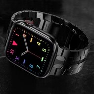Stahlgliederarmband - Schwarz - Geeignet f&uuml;r Apple Watch 44mm / 45mm / 46mm / 49mm