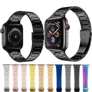 Stahlgliederarmband - Silber mit Rose - Geeignet f&uuml;r Apple Watch 38mm / 40mm / 41mm / 42mm