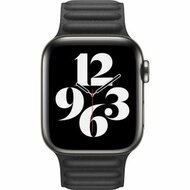 Leder Link Serie Armband - Schwarz - Geeignet f&uuml;r Apple Watch 38mm / 40mm / 41mm / 42mm