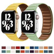 Leder Link Serie Armband - Blau - Geeignet f&uuml;r Apple Watch 44mm / 45mm / 46mm / 49mm