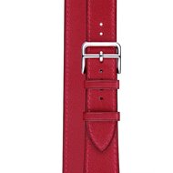 Double Leather Loop Armband - Rot - Geeignet f&uuml;r Apple Watch 44mm / 45mm / 46mm / 49mm