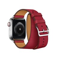 Double Leather Loop Armband - Rot - Geeignet f&uuml;r Apple Watch 44mm / 45mm / 46mm / 49mm