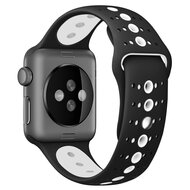 Sportarmband Farbkombination - Schwarz + Wei&szlig; - Geeignet f&uuml;r Apple Watch 38mm / 40mm / 41mm / 42mm