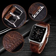 Retro-Lederarmband - Schwarz - Geeignet f&uuml;r Apple Watch 38mm / 40mm / 41mm / 42mm