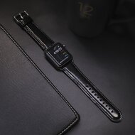 Retro-Lederarmband - Schwarz - Geeignet f&uuml;r Apple Watch 44mm / 45mm / 46mm / 49mm