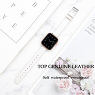 Leder Slim Fit Armband - Wei&szlig; - Geeignet f&uuml;r Apple Watch 44mm / 45mm / 46mm / 49mm