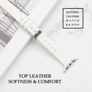 Leder Slim Fit Armband - Wei&szlig; - Geeignet f&uuml;r Apple Watch 44mm / 45mm / 46mm / 49mm