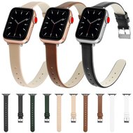 Leder Slim Fit Armband - Wei&szlig; - Geeignet f&uuml;r Apple Watch 44mm / 45mm / 46mm / 49mm