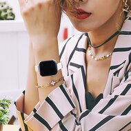 Leder Slim Fit Armband - Wei&szlig; - Geeignet f&uuml;r Apple Watch 44mm / 45mm / 46mm / 49mm