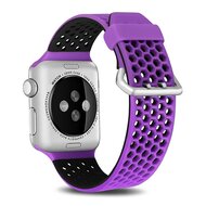 Armband mit L&ouml;chern - 2 Farben - Lila mit Schwarz - Geeignet f&uuml;r Apple Watch 38mm / 40mm / 41mm / 42mm