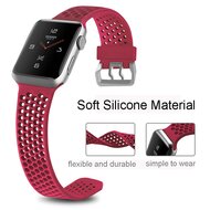 Armband mit L&ouml;chern - Rot - Geeignet f&uuml;r Apple Watch 38mm / 40mm / 41mm / 42mm