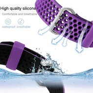 Armband mit L&ouml;chern - 2 Farben - Lila mit Schwarz - Geeignet f&uuml;r Apple Watch 44mm / 45mm / 46mm / 49mm