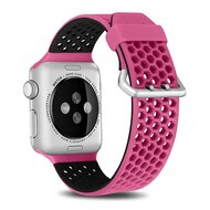 Armband mit L&ouml;chern - 2 Farben - Pink mit Schwarz - Geeignet f&uuml;r Apple Watch 44mm / 45mm / 46mm / 49mm