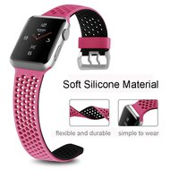 Armband mit L&ouml;chern - 2 Farben - Pink mit Schwarz - Geeignet f&uuml;r Apple Watch 44mm / 45mm / 46mm / 49mm