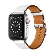 Lederarmband - Wei&szlig; - Geeignet f&uuml;r Apple Watch 38mm / 40mm / 41mm / 42mm