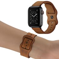 Lederband mit Doppelschlaufe - Dunkelbraun - Geeignet f&uuml;r Apple Watch 38mm / 40mm / 41mm / 42mm