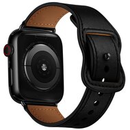 Lederband mit Doppelschlaufe - Schwarz - Geeignet f&uuml;r Apple Watch 38mm / 40mm / 41mm / 42mm