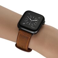Lederband mit Doppelschlaufe - Dunkelbraun - Geeignet f&uuml;r Apple Watch 44mm / 45mm / 46mm / 49mm