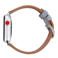Echtes Lederarmband mit Denim-Muster - Hellblau - Geeignet f&uuml;r Apple Watch 38mm / 40mm / 41mm / 42mm