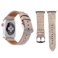 Echtes Lederarmband mit Denim-Muster - Hellbraun - Geeignet f&uuml;r Apple Watch 38mm / 40mm / 41mm / 42mm