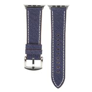 Echtes Lederarmband mit Denim-Muster - Dunkelblau - Geeignet f&uuml;r Apple Watch 38mm / 40mm / 41mm / 42mm