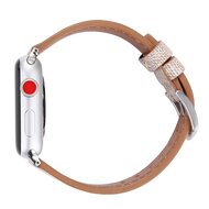 Echtes Lederarmband mit Denim-Muster - Hellbraun - Geeignet f&uuml;r Apple Watch 44mm / 45mm / 46mm / 49mm