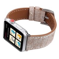 Echtes Lederarmband mit Denim-Muster - Hellbraun - Geeignet f&uuml;r Apple Watch 44mm / 45mm / 46mm / 49mm