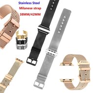 Milanaise mit Schnallenarmband - Schwarz - Geeignet f&uuml;r Apple Watch 38mm / 40mm / 41mm / 42mm