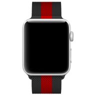 Milanaise-Edelstahlarmband - Schwarz mit Rot - Geeignet f&uuml;r Apple Watch 38mm / 40mm / 41mm / 42mm