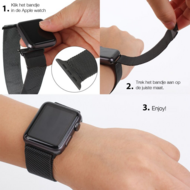 Milanaise-Edelstahlarmband - Schwarz - Geeignet f&uuml;r Apple Watch 44mm / 45mm / 46mm / 49mm