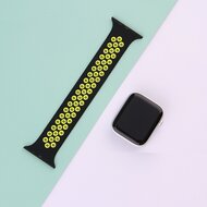 Solo Loop Sportband - Gr&ouml;&szlig;e: S - Schwarz + Gelb - Geeignet f&uuml;r Apple Watch 38mm / 40mm / 41mm / 42mm