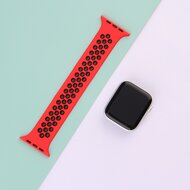 Solo Loop Sportarmband - Gr&ouml;&szlig;e: L - Rot + Schwarz - Geeignet f&uuml;r Apple Watch 38mm / 40mm / 41mm / 42mm