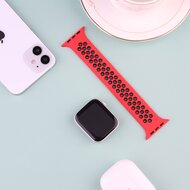 Solo Loop Sportarmband - Gr&ouml;&szlig;e: L - Rot + Schwarz - Geeignet f&uuml;r Apple Watch 38mm / 40mm / 41mm / 42mm