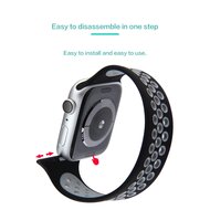 Solo Loop Sportband - Gr&ouml;&szlig;e: L - Schwarz + Grau - Geeignet f&uuml;r Apple Watch 44mm / 45mm / 46mm / 49mm