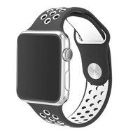 Sportarmband - Gr&ouml;&szlig;e: S/M - Schwarz + Wei&szlig; - Geeignet f&uuml;r Apple Watch 38mm / 40mm / 41mm / 42mm