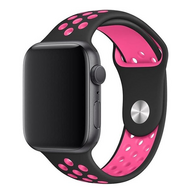Sportarmband - Gr&ouml;&szlig;e: S/M - Schwarz + Pink - Geeignet f&uuml;r Apple Watch 38mm / 40mm / 41mm / 42mm